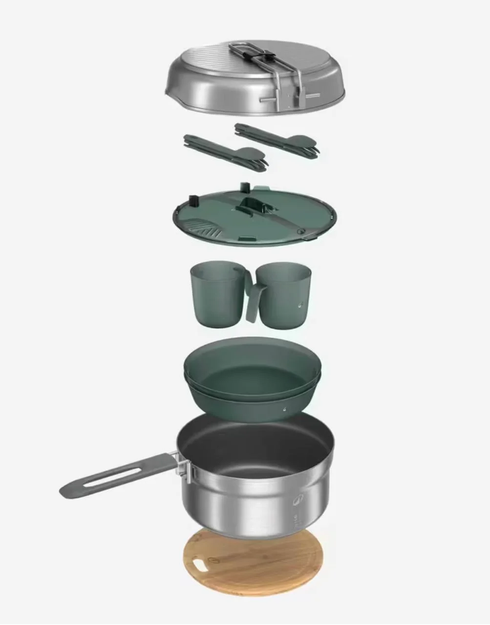 Camping cookware set for trekking and camping