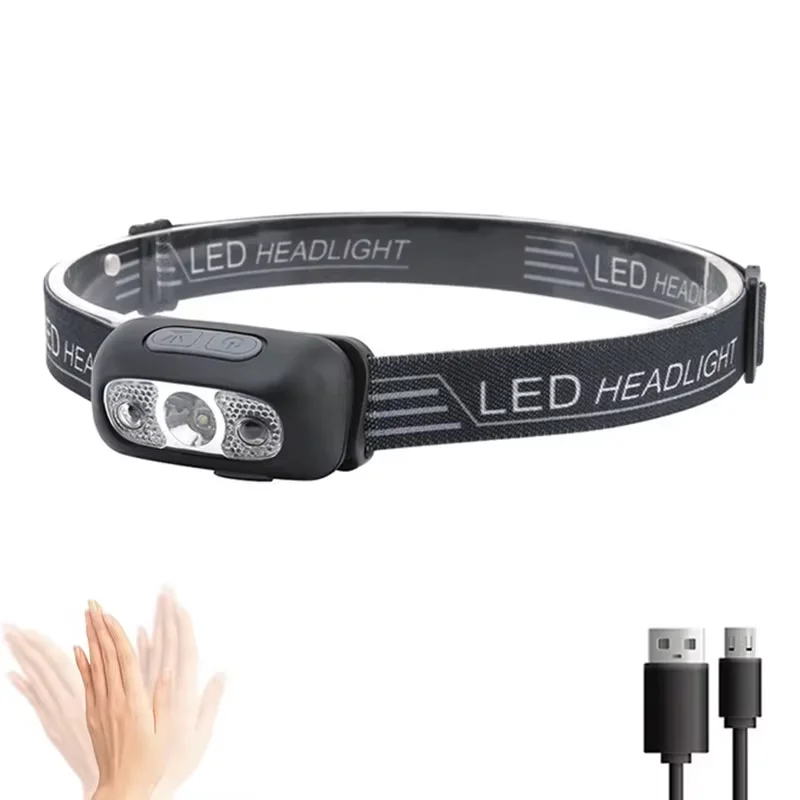USB rechargeable headlamp for hiking and camping